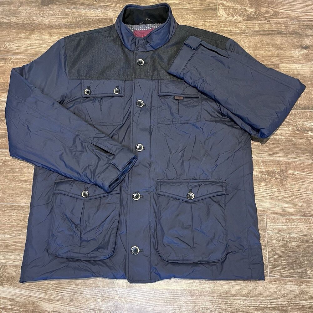 UNTUCKit Rodier Jacket Coat Mens Large Navy Blue Lightweight Nylon
